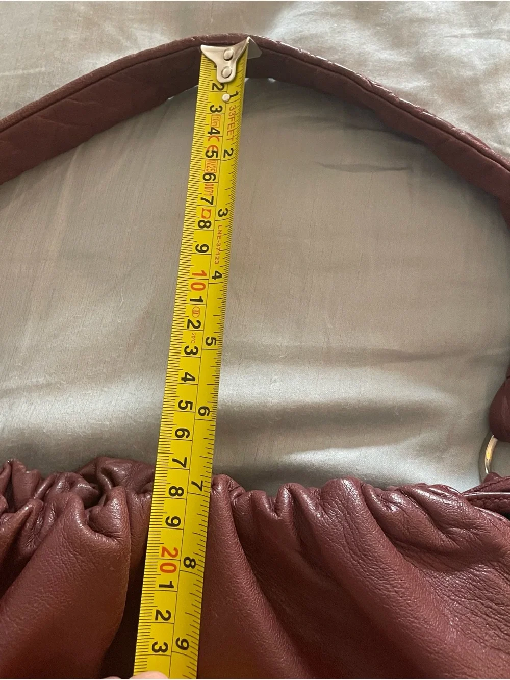 Vintage Franco Sarto Gathered Shoulder Boho Bag in burgundy leather.
